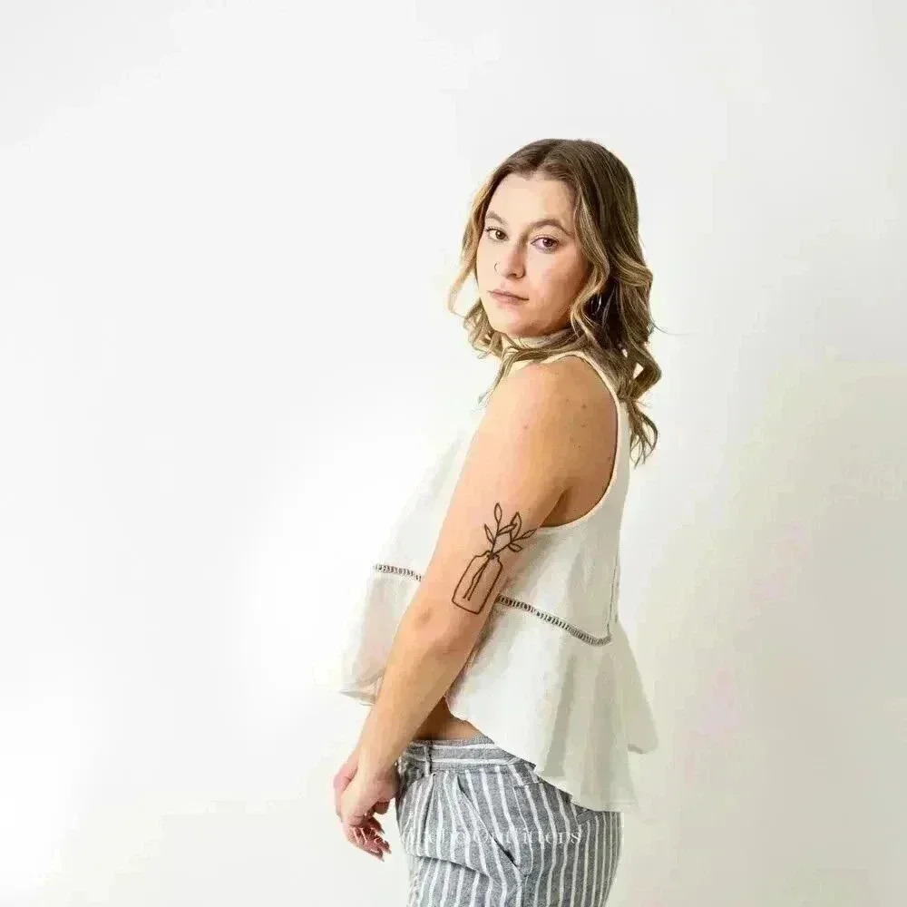 Free People Lace Back Sleeveless Collared Tank Top - Picture 3 of 7